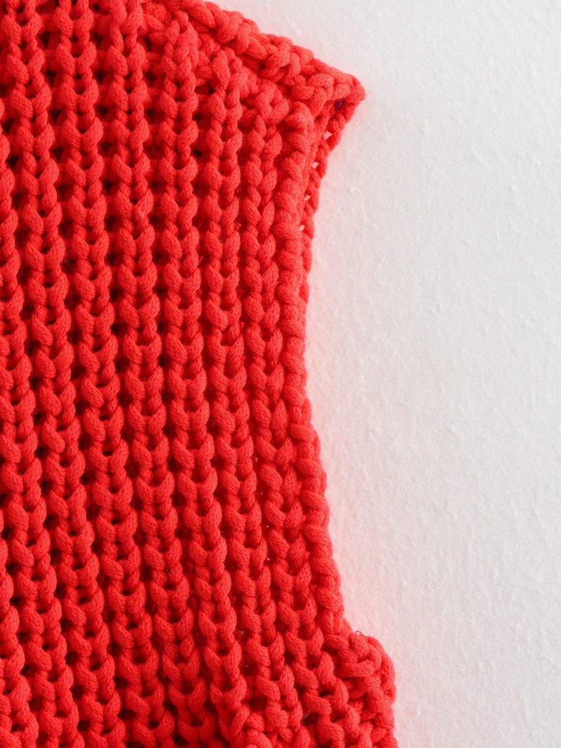 Büyük Düğmeler Düz Renk Örgü Yelek Hırka