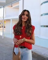 Büyük Düğmeler Düz Renk Örgü Yelek Hırka