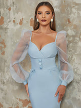 Retro File Sırt Dekolteli Elbise