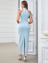 Şık Askılı Asimetrik Elbise