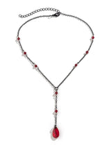 Gotik Siyah Gözyaşı Kristal Göğüs Zincir Kolye