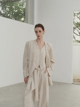 Pamuk Keten V Yaka Kolsuz Yelek