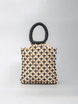 Blok Ahşap Boncuk Dokuma Tote Çanta