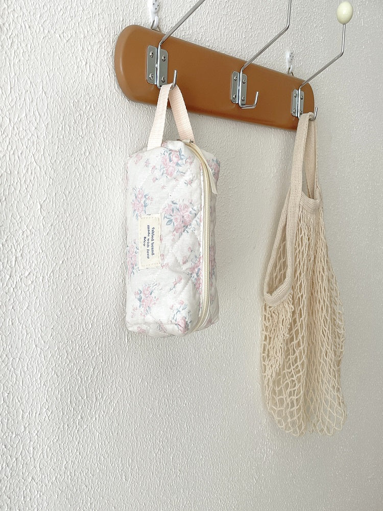 Sahil Mavisi Çiçek El Makyaj Çantası