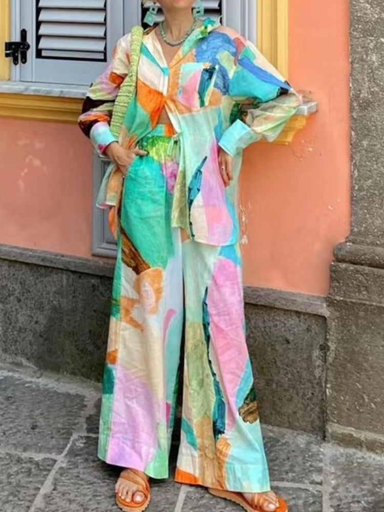 Rahat Baskılı Pantolon Takımı