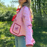 Fiyonk İşlemeli Kapitone İnce Ceket