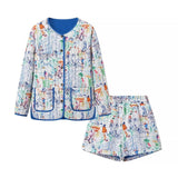 Graffiti Baskılı Ceket Ve Şort