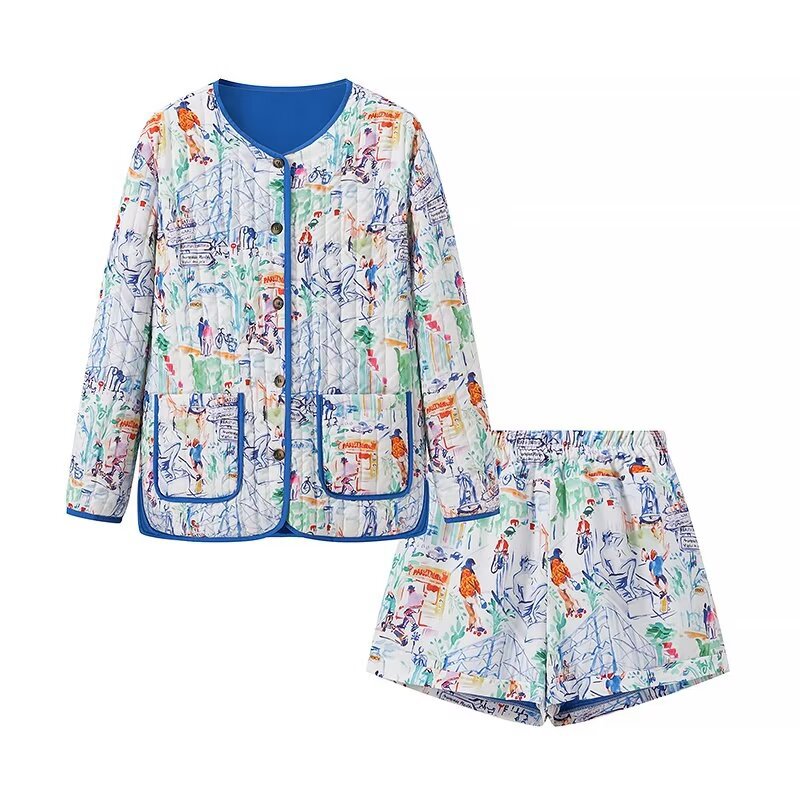 Graffiti Baskılı Ceket Ve Şort