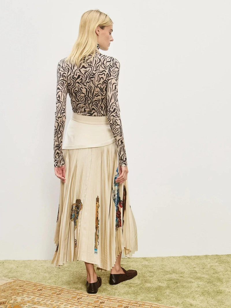 Artistic Prints Pleated Sleeveless Midi Skirt Set