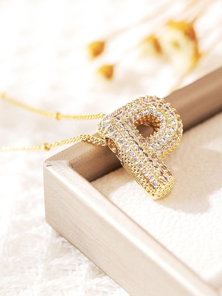 Pavé Kabarcık Harfli Monogram Kolye