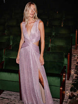 Lurex Plunge Maxi Dress