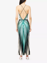 Artistic Striped Satin Maxi Slip Dress