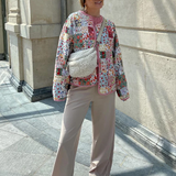 Patchwork Desenli Baskılı Ceket