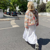 Patchwork Desenli Baskılı Ceket