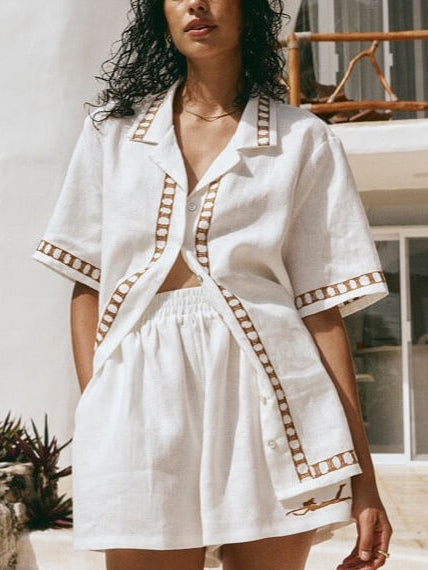 Tatil Yaz Kısa Kollu Bol Gömlek Setleri