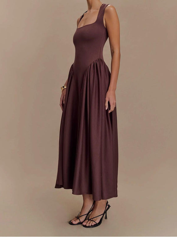 SHARON Midi Dress - Cacao Brown