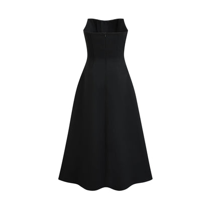 Elegant Siyah İşlemeli Maxi Elbise
