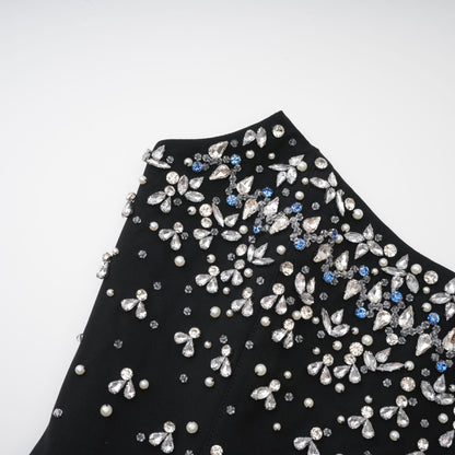 Elegant Siyah İşlemeli Maxi Elbise