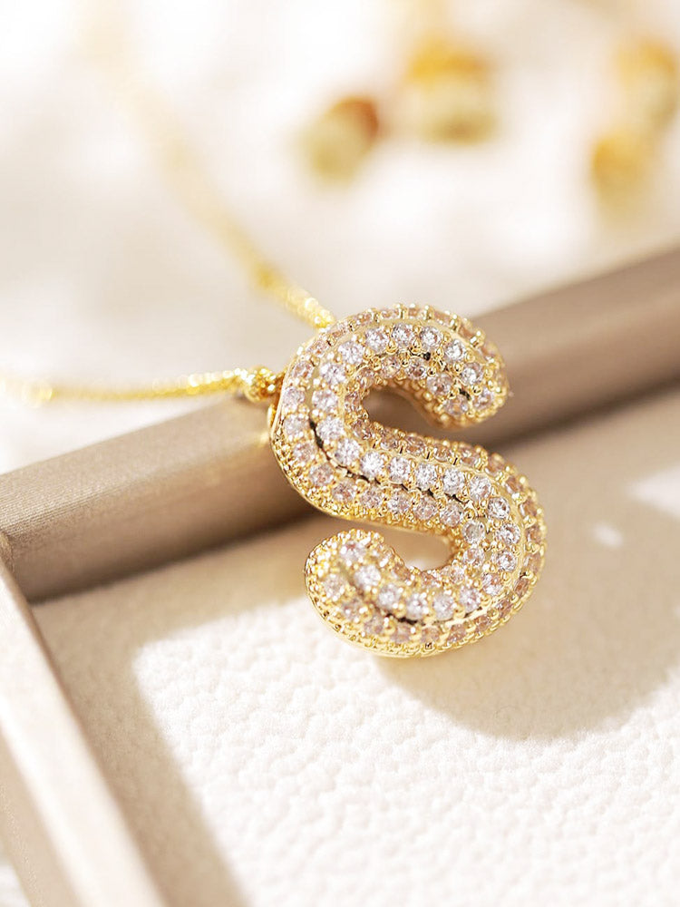 Pavé Kabarcık Harfli Monogram Kolye