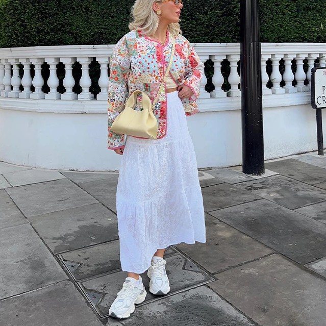 Patchwork Desenli Baskılı Ceket