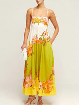 Komplike. Modern ve Benzersiz Baskı Askılı Midi Elbise