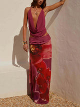 Sweet Charming Print Ruched Skirt Set