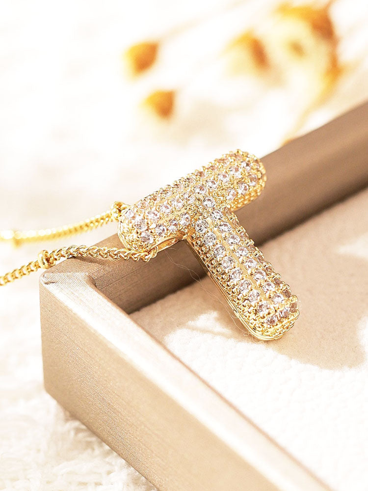 Pavé Kabarcık Harfli Monogram Kolye