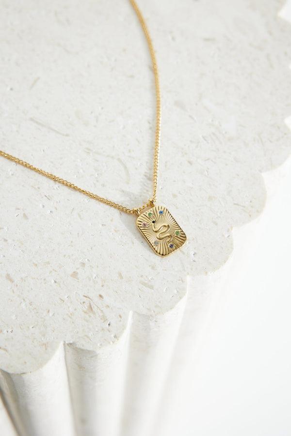 18 Ayar Altın Kaplama Yılan Parlatıcı Kolye Altın