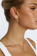 18 Ayar Altın Kaplama Kristal Lover Küpe Altın