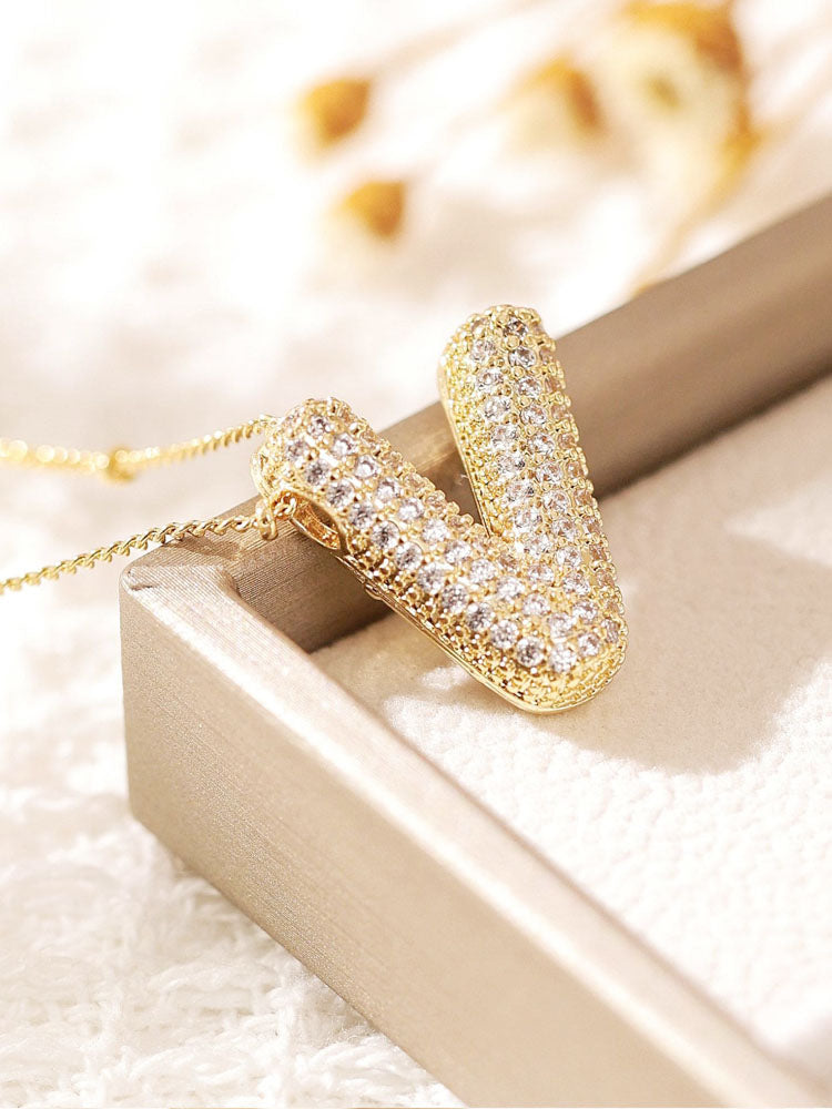 Pavé Kabarcık Harfli Monogram Kolye