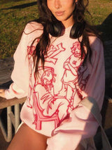 Çizgi Film Çizgi Karakteri Baskılı Kapüşonlu Üst