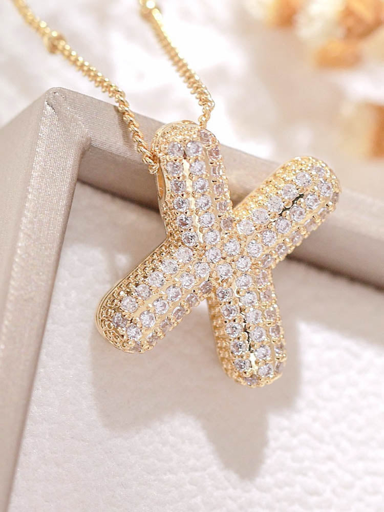 Pavé Kabarcık Harfli Monogram Kolye