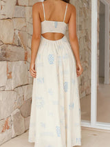 Chill Vibes Sırtı Açık Spagetti Askılı Maxi Elbise