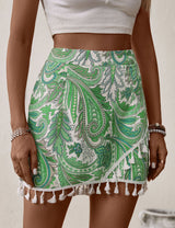 Yeşil Baskılı Püsküllü Pantolon