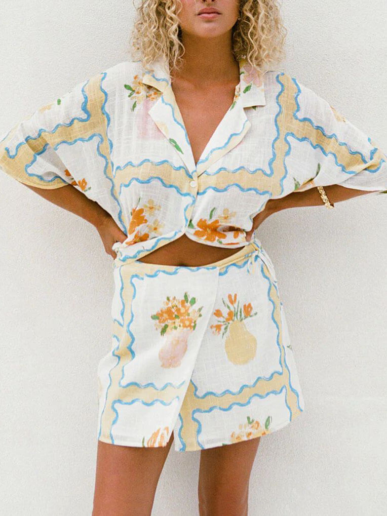 Düzensiz Baskılı Etek-Takım