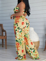 Boyundan Bağlamalı Dantelli Geniş Paça Pantolon Takım