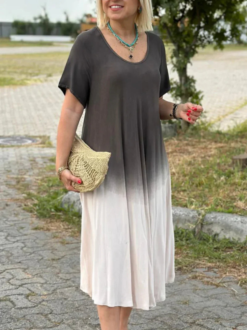 Batik Degrade Flare Elbise