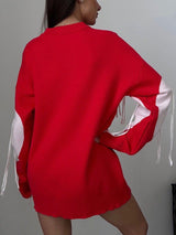 Kalp Püskül Yuvarlak Yaka Bol Uzun Kazak