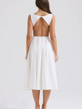 Beyaz Twill Midi Sundress