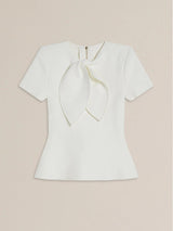 Crepe Knit Cravat Top & Pleated Suiting Maxi Skirt