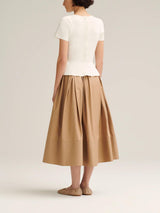 Crepe Knit Cravat Top & Pleated Suiting Maxi Skirt
