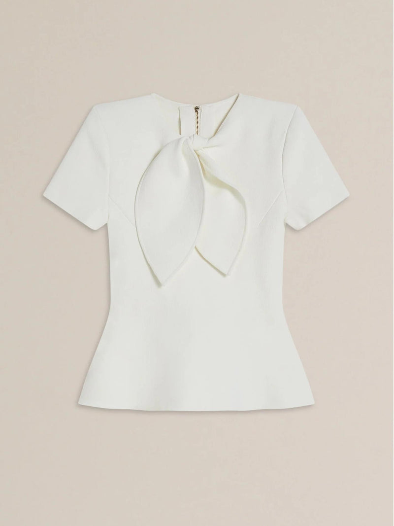 Crepe Knit Cravat Top & Pleated Suiting Maxi Skirt