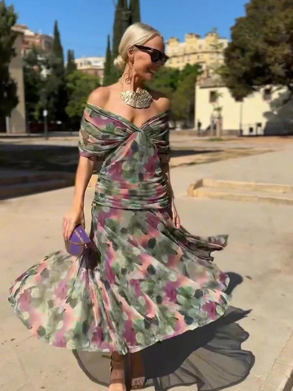 Örme Çiçekli Maxi Elbiseler