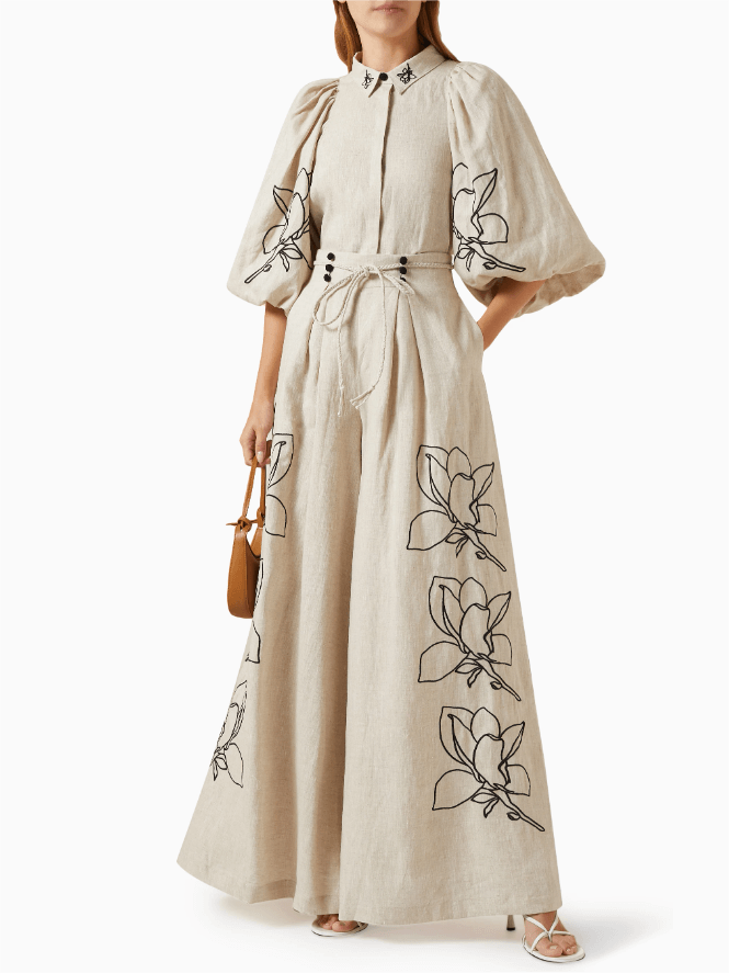 Günlük Keten Çiçekli Takım