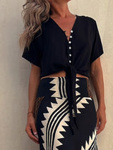 Gündelik Buz İpek Şifon V Yaka Üst