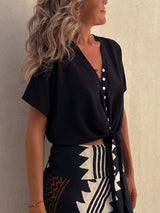 Gündelik Buz İpek Şifon V Yaka Üst