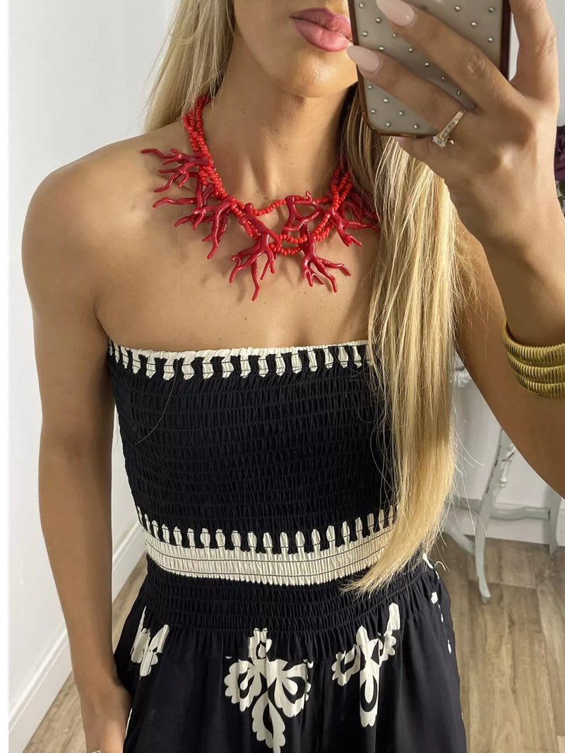 Seksi Baskılı Göğüs Wrap Tulum Kadınsı