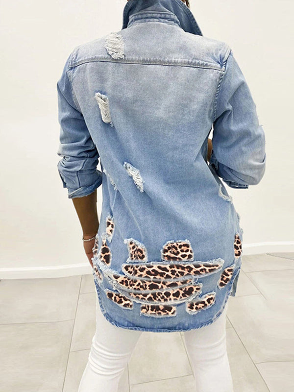 Seksi Leopar Denim Ceket