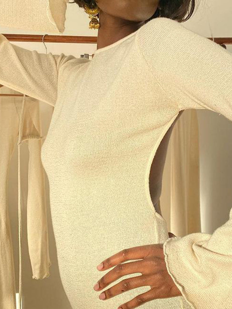 Zarif Katı Sırtı Açık Maxi Elbise