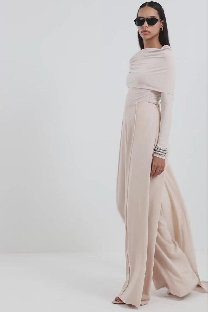Elegant Draped Wide Leg Pants Set